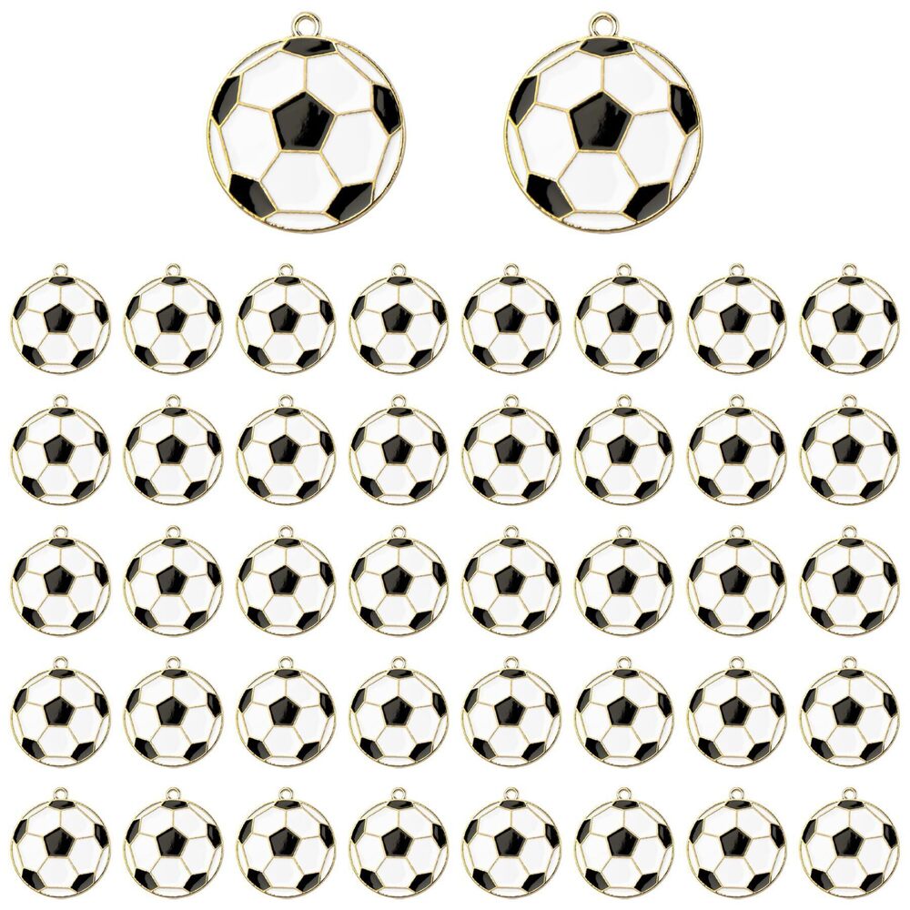 2063 50 Pack Metal Enamel Soccer Ball Pendant Charms Football Sports Charm